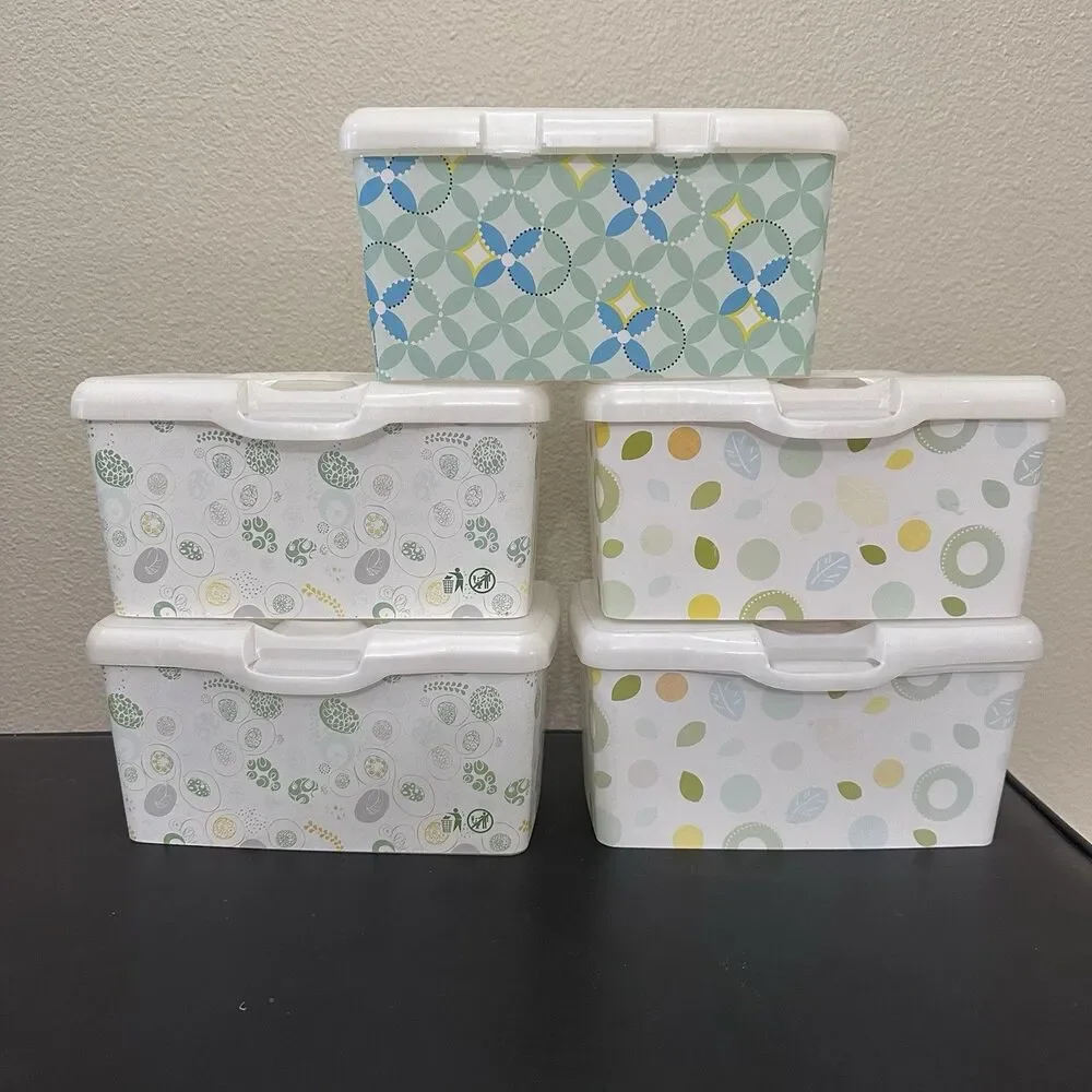 Huggies Baby Wipes Lot Of 5 EMPTY Containers Blue Green Pop Up Refillable